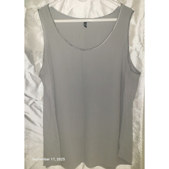 Eileen Fisher Plus Size Womens 100% Silk Grey Dress Tank Tunic Top Sz 2x EUC - Picture 1 of 4